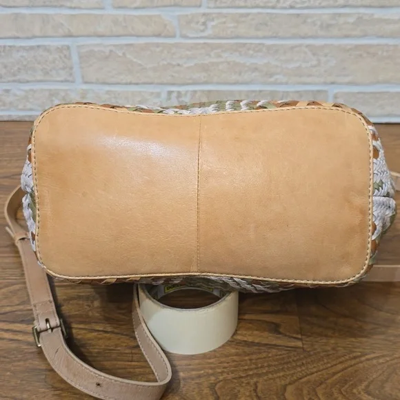 Genuine Leather Woven Bucket Bag Boho Tassel Drawstring Convertible Crossbody - Picture 6 of 12